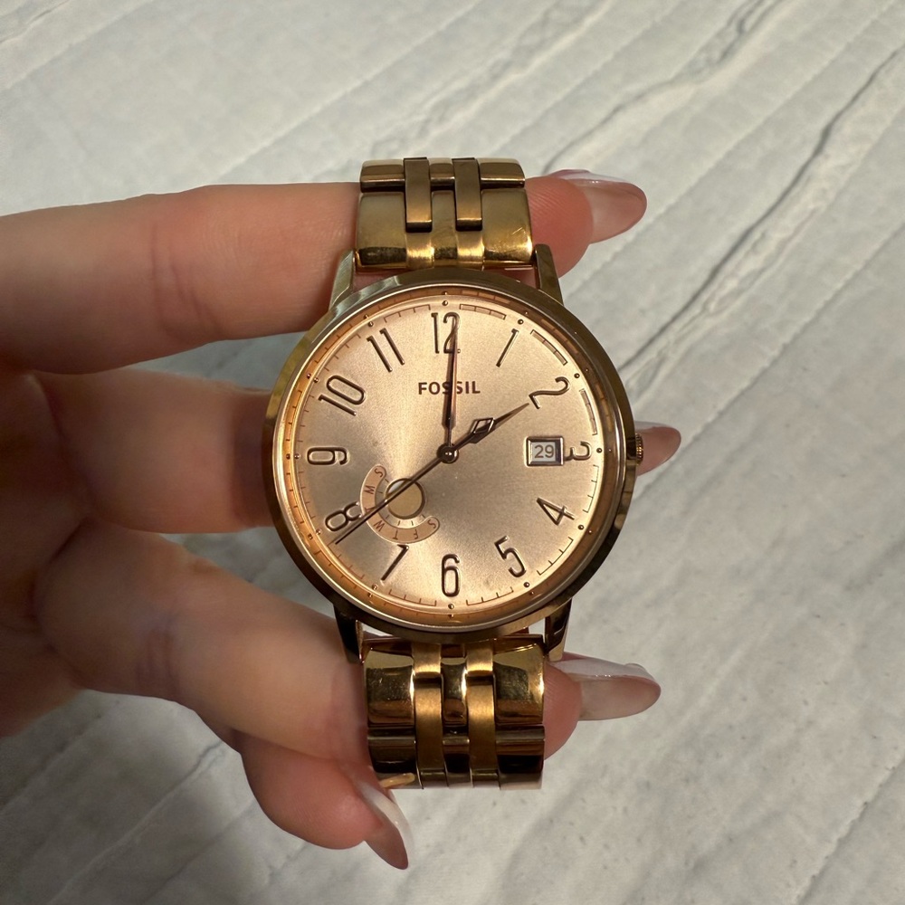 Fossil ES3789 Vintage Muse Rose Gold Tone Stainless Steel Watch – 40mm